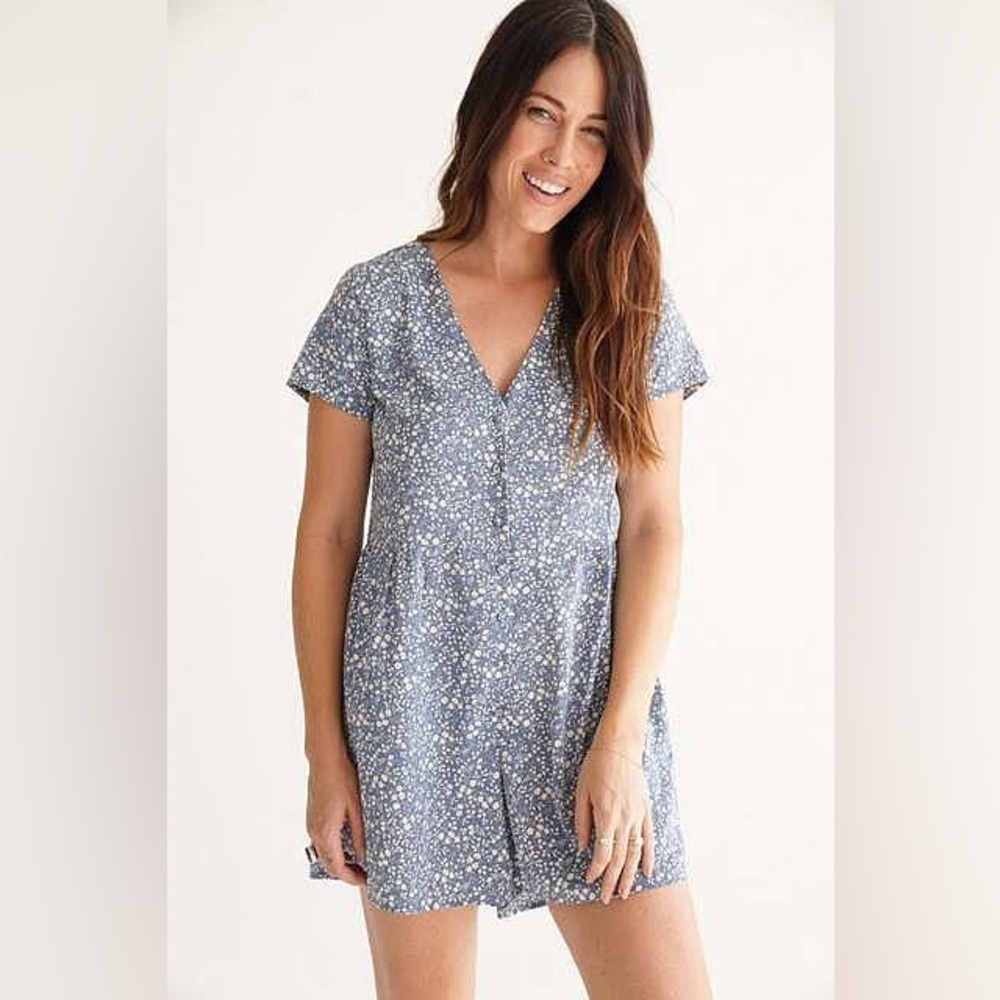 Carly Jean Los Angeles Blue Floral Jumpsuit